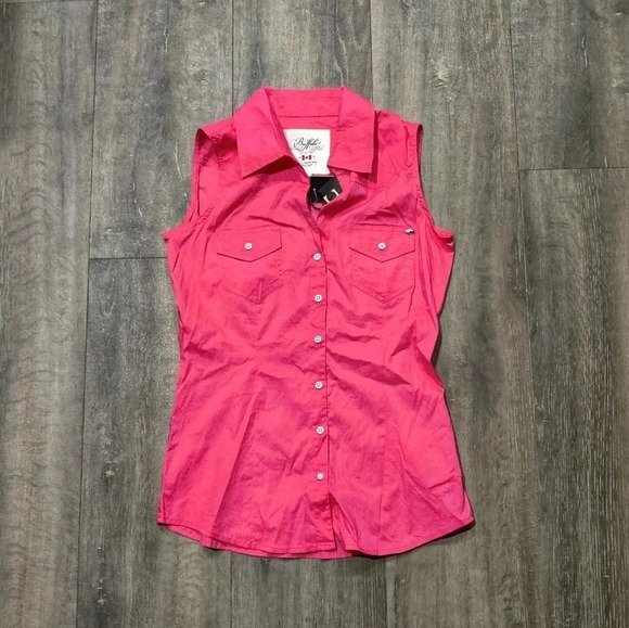 *NWT* Buffalo David Bitton Pink Trixia Collared Tank - Picture 1 of 5
